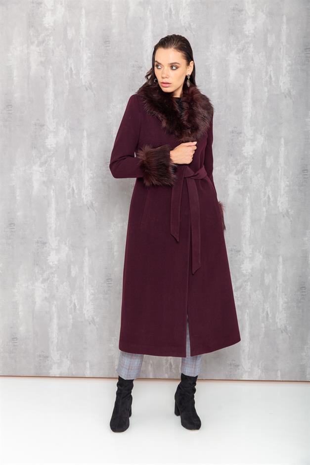 Mens Mid-Length Coat with Removable Fur Collar and Cuffs DAMSON 3636