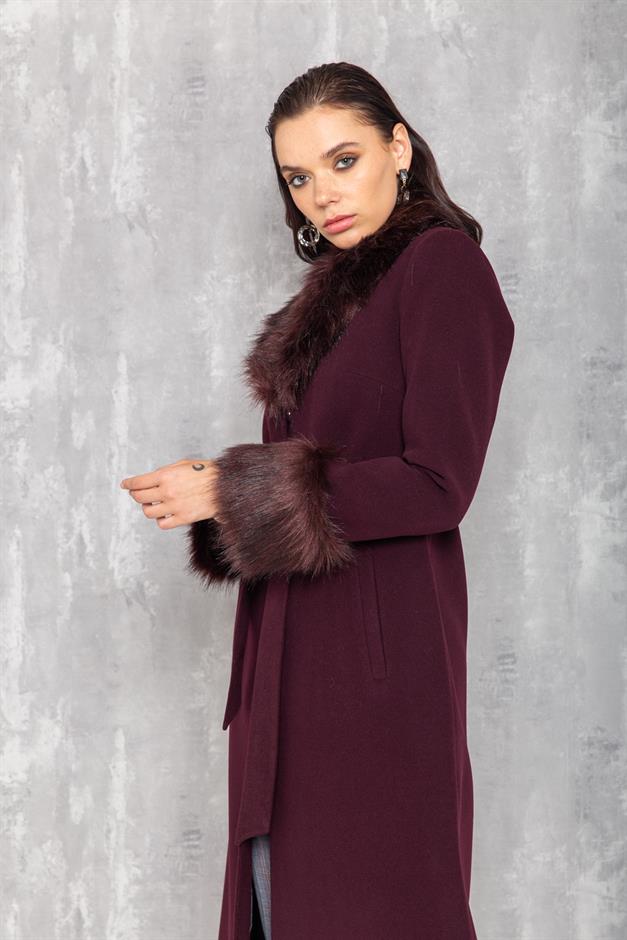 Mens Mid-Length Coat with Removable Fur Collar and Cuffs DAMSON 3636