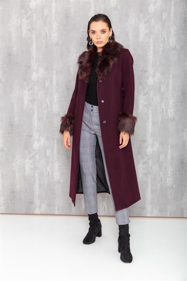 Mens Mid-Length Coat with Removable Fur Collar and Cuffs DAMSON 3636