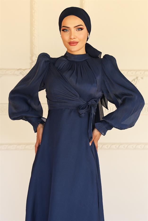 فستان سهرة حرير من يوريو مع تفاصيل رباط جانبي ك. نيلي 1241