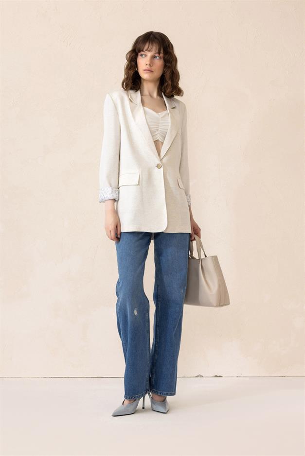 Half-Lined Natural Linen Jacket CREAM 8259
