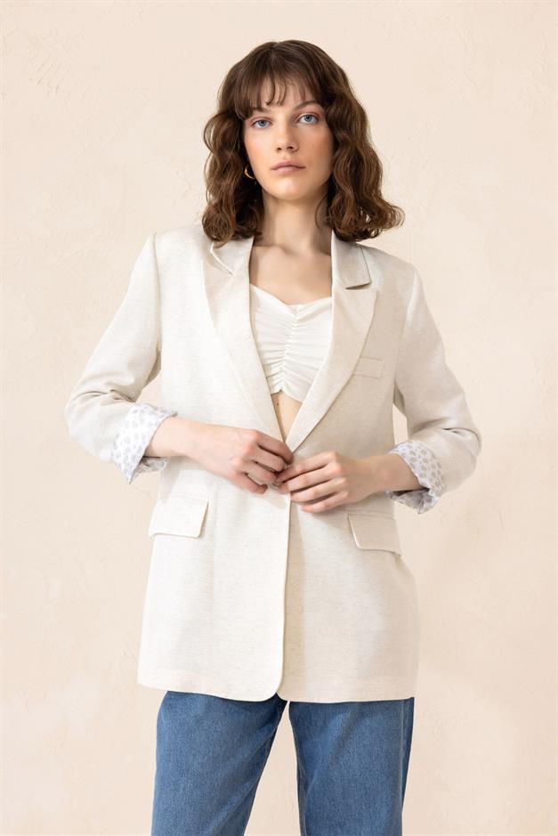 Half-Lined Natural Linen Jacket CREAM 8259