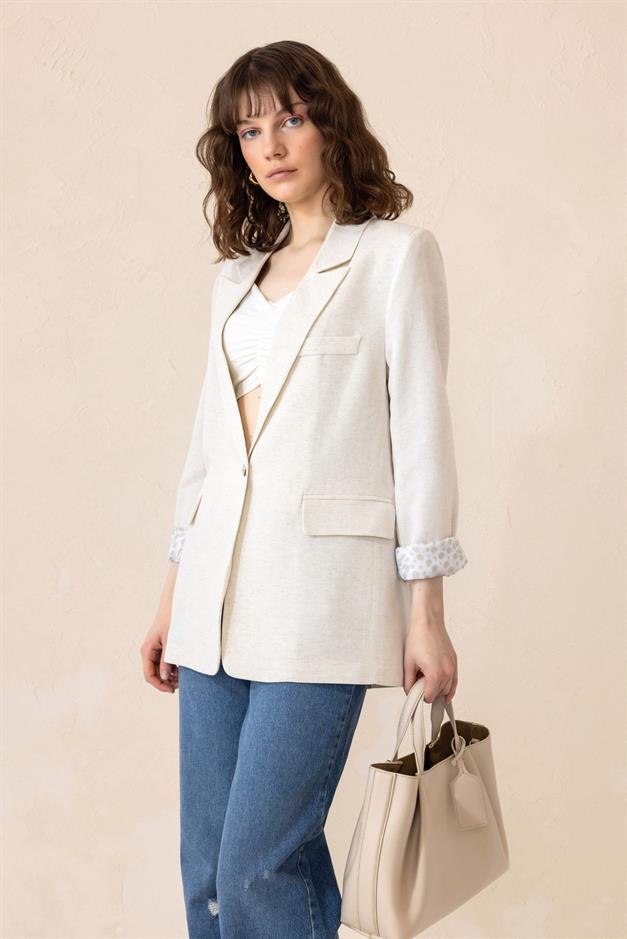 Half-Lined Natural Linen Jacket CREAM 8259