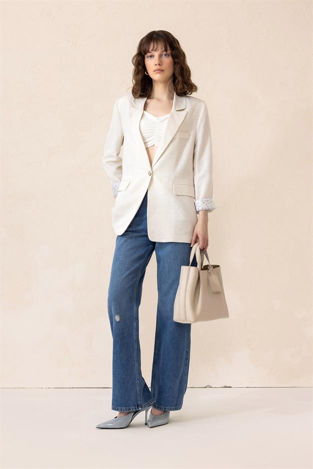 Half-Lined Natural Linen Jacket CREAM 8259