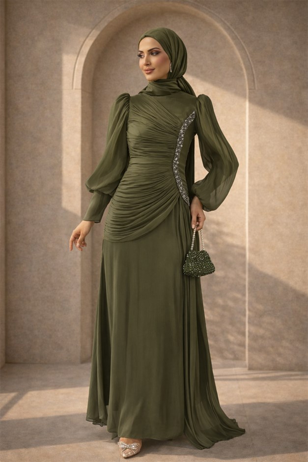 Yoryo İpek Abiye Şal YEŞİL 103