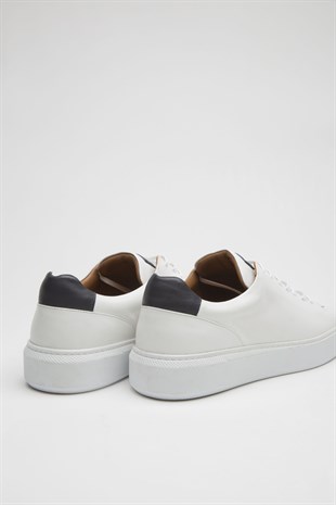 TETA TT1505 Hakiki Deri Beyaz Erkek Sneakers