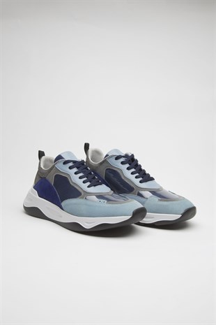 TETA TT1652 Hakiki Deri Mavi-Lacivert Erkek Sneakers