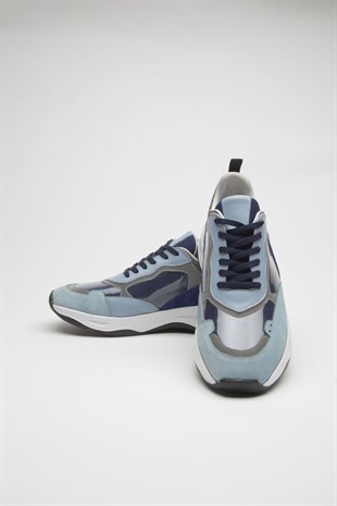 TETA TT1652 Hakiki Deri Mavi-Lacivert Erkek Sneakers