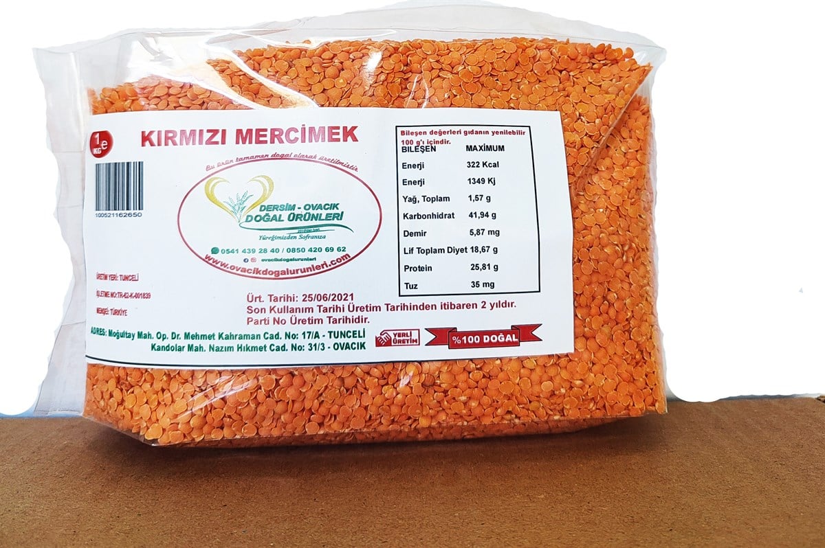 OVACIK DOĞALKIRMIZI MERCIMEK(1KG)
