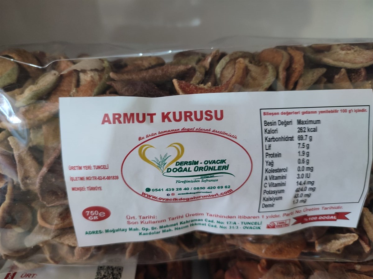 DOĞAL ARMUT KURUSU (750Gr)
