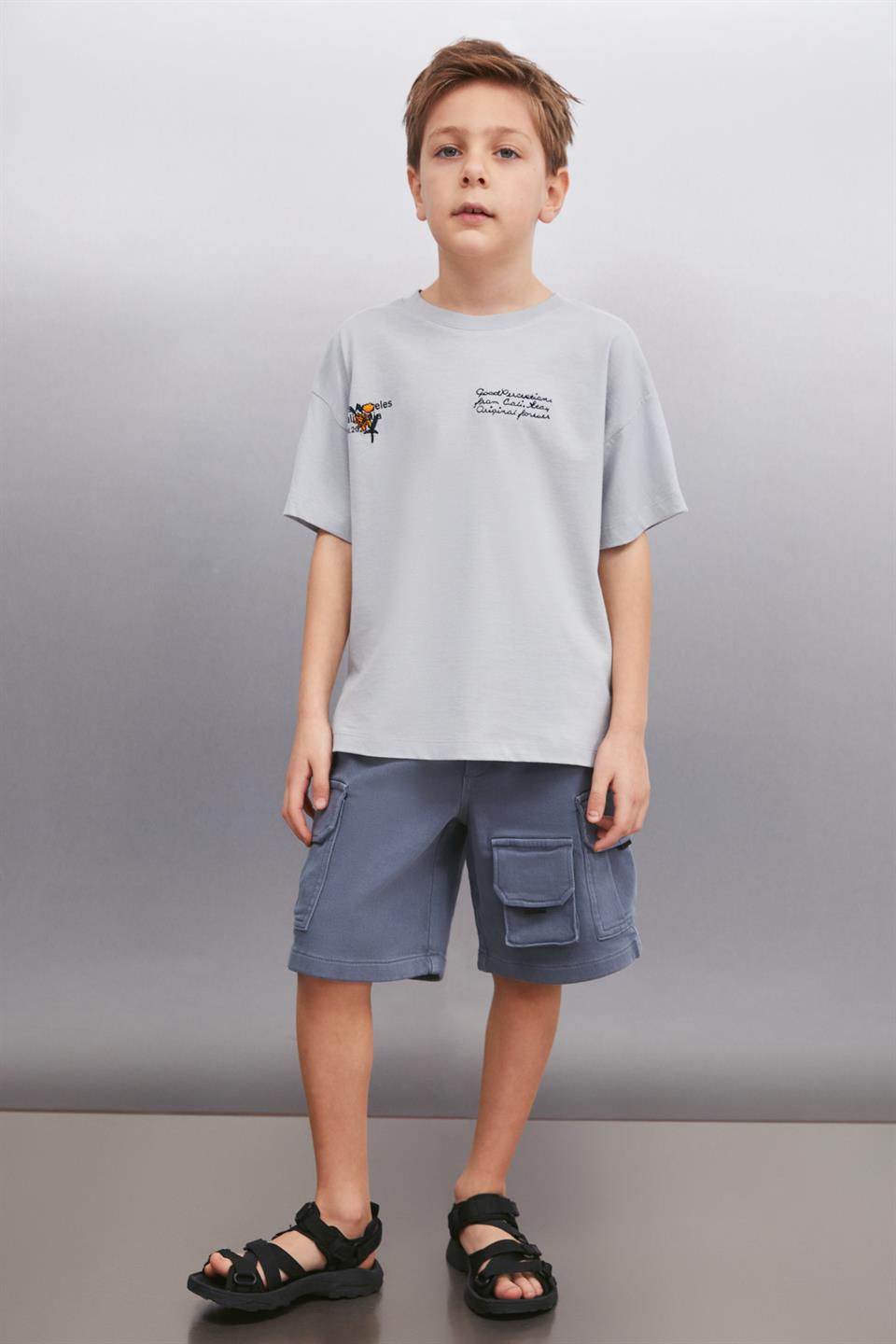 BALFOUR  Relaxed Gri Tekli T-Shirt