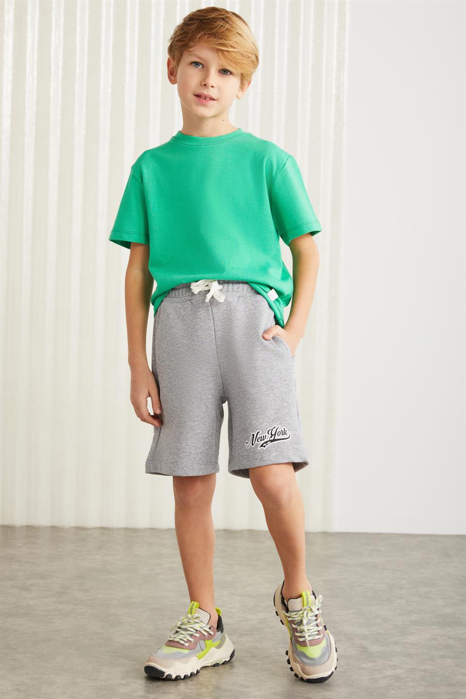 DARVELL-GRM24007 100% pamuk baskılı erkek çocuk şort Grimelanj Şort