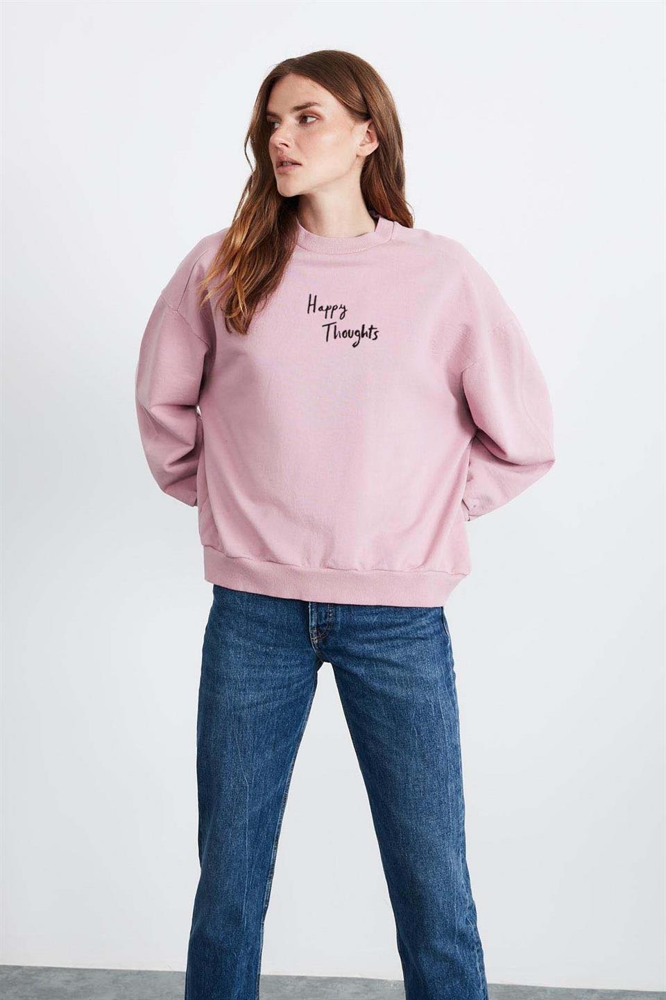 EMILY  Oversize Pembe  Sweatshirt