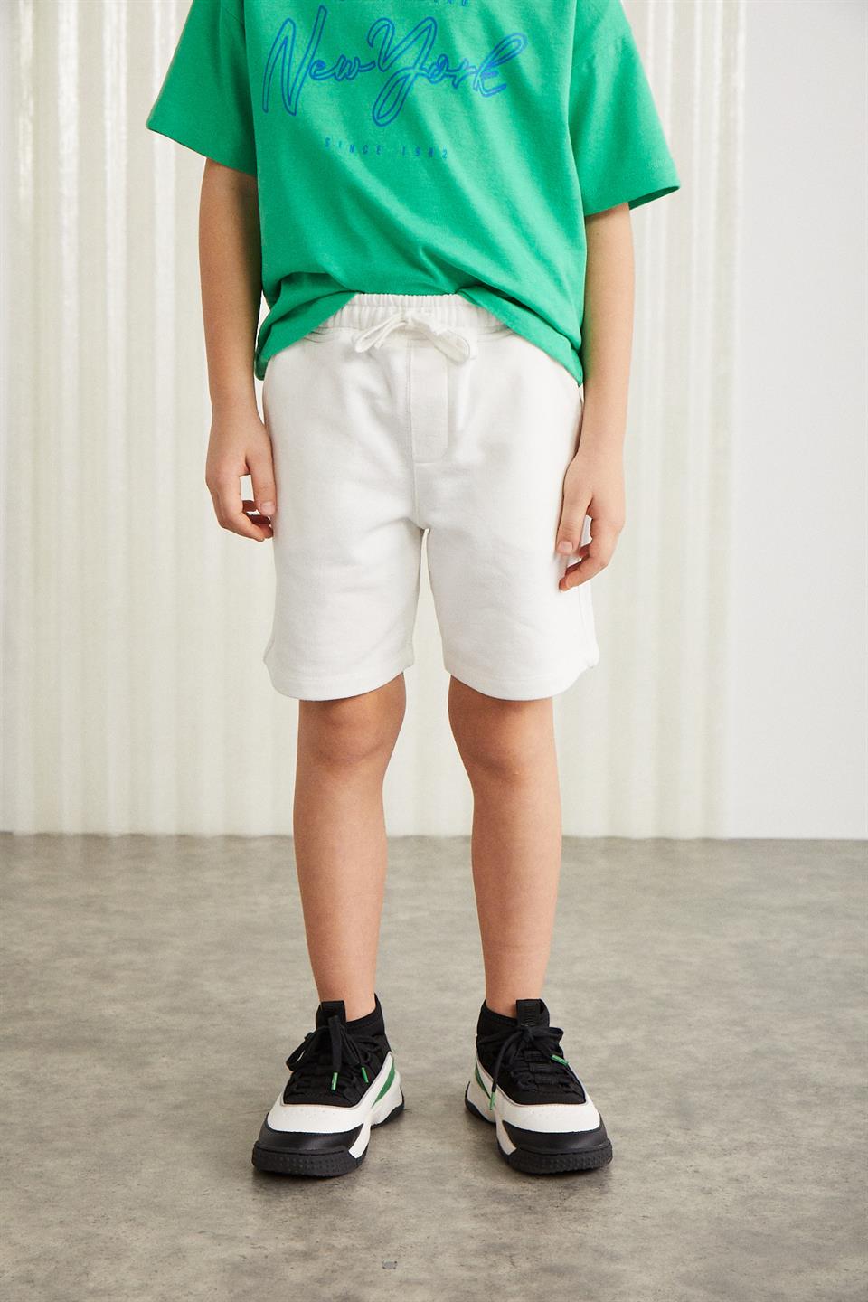 FABRICE Erkek Çocuk %100 Pamuk Ekru Şort
