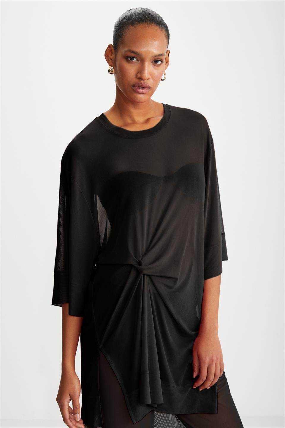 FLORIZEL  Regular Siyah Tekli Bluz