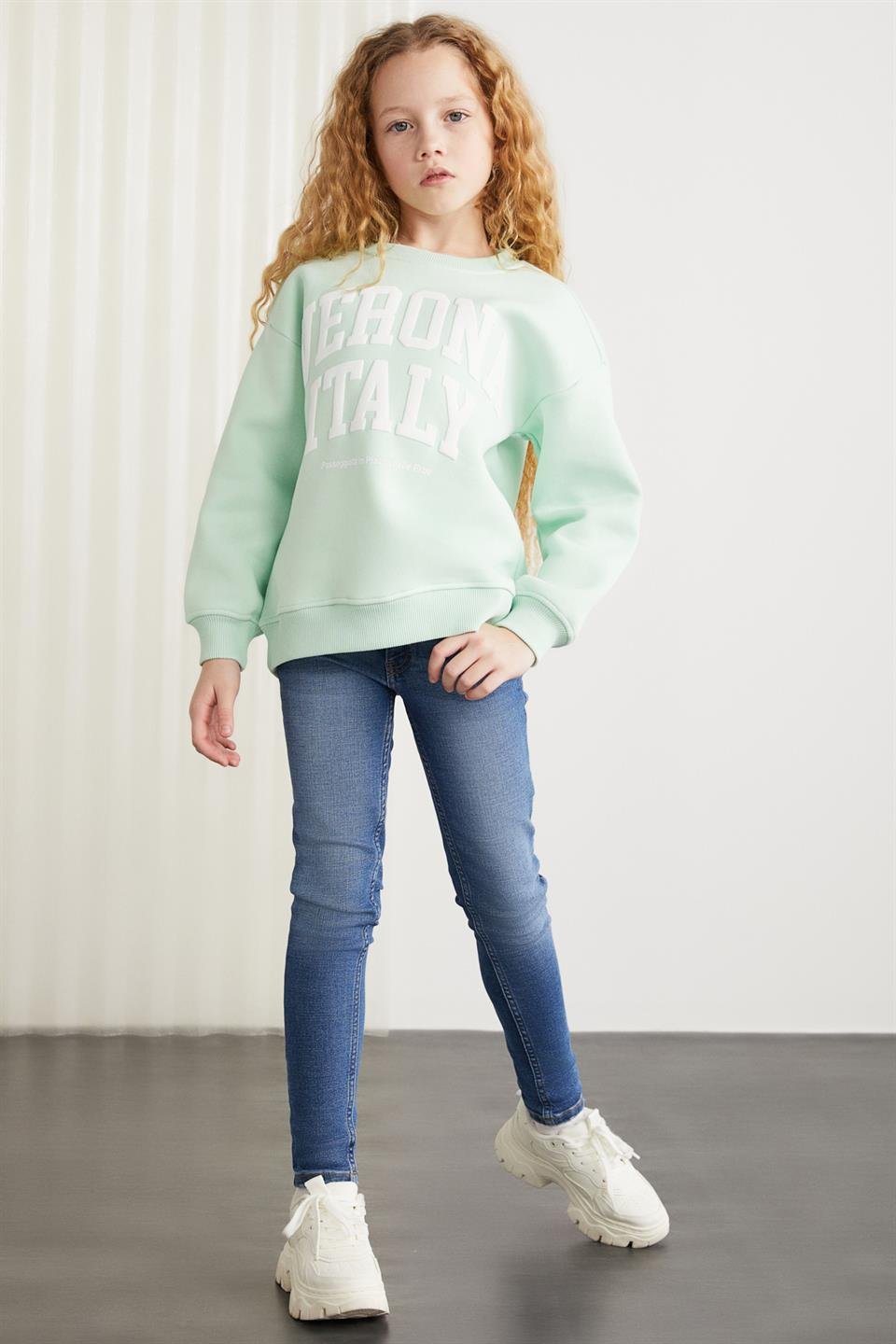 HERMIA  Regular Mint Yeşil Tekli Sweatshirt
