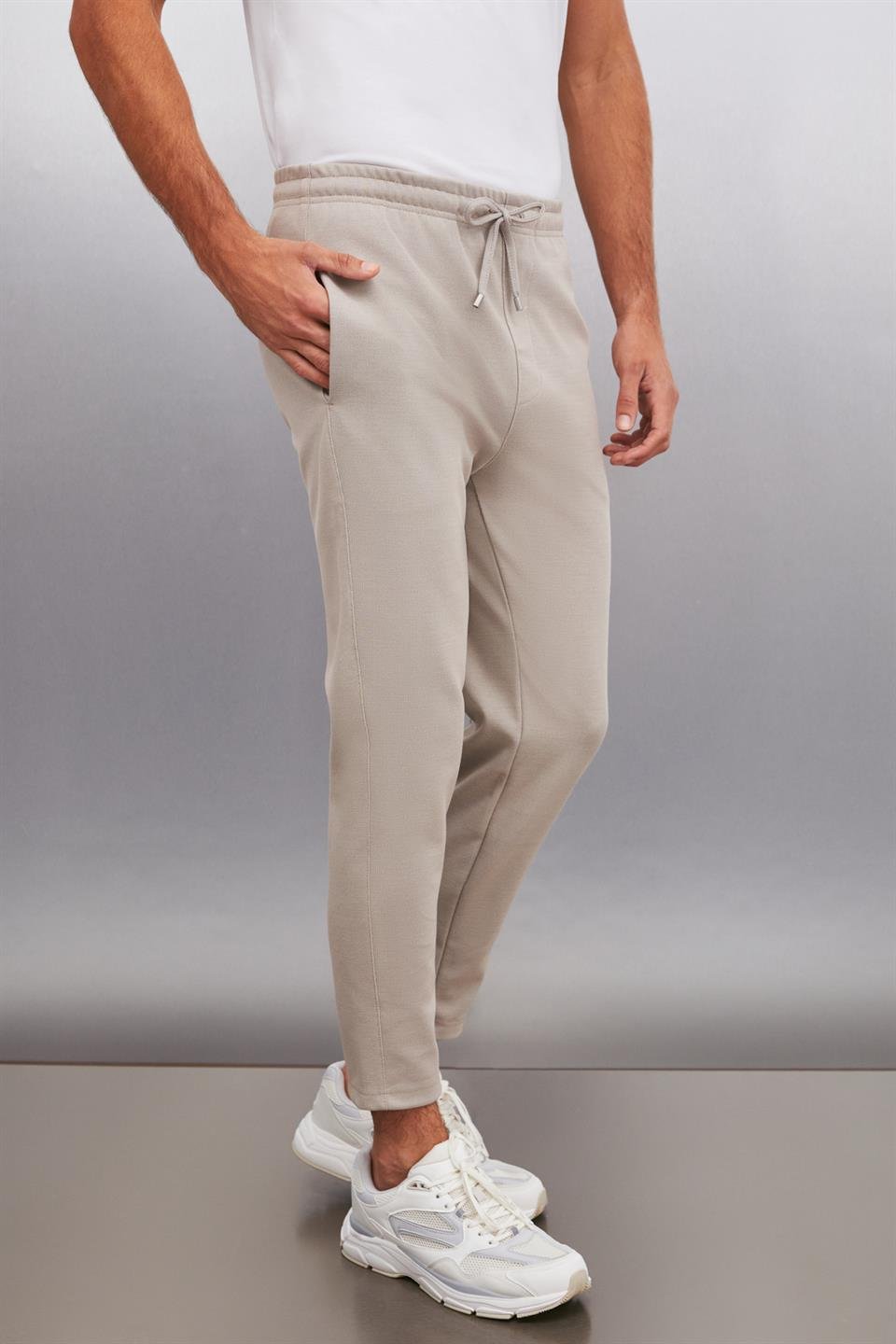 HUXLEY  Regular Bej Tekli Pantolon