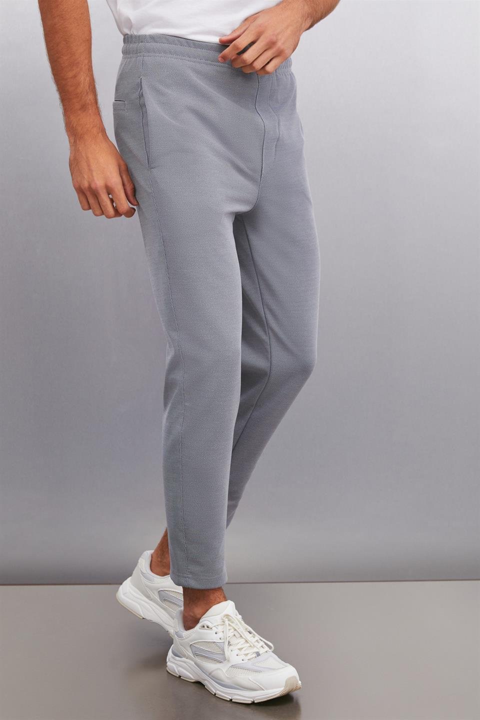 HUXLEY  Regular Gri Tekli Pantolon