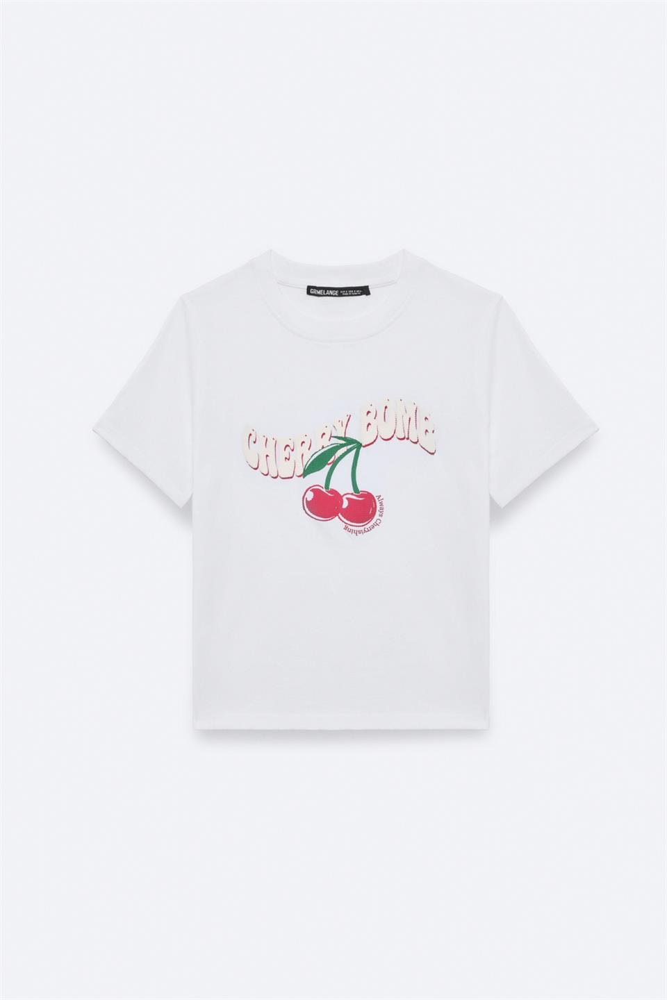 LAZZIAR Kadın Oversize Bisiklet Yaka Beyaz T-Shirt