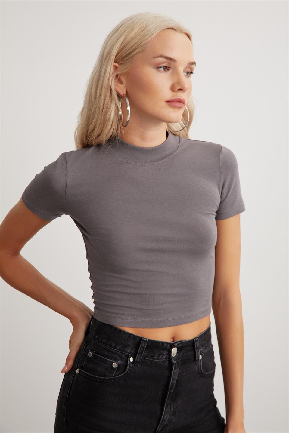 NIARA Basic Slim Gri Tekli Büstiyer