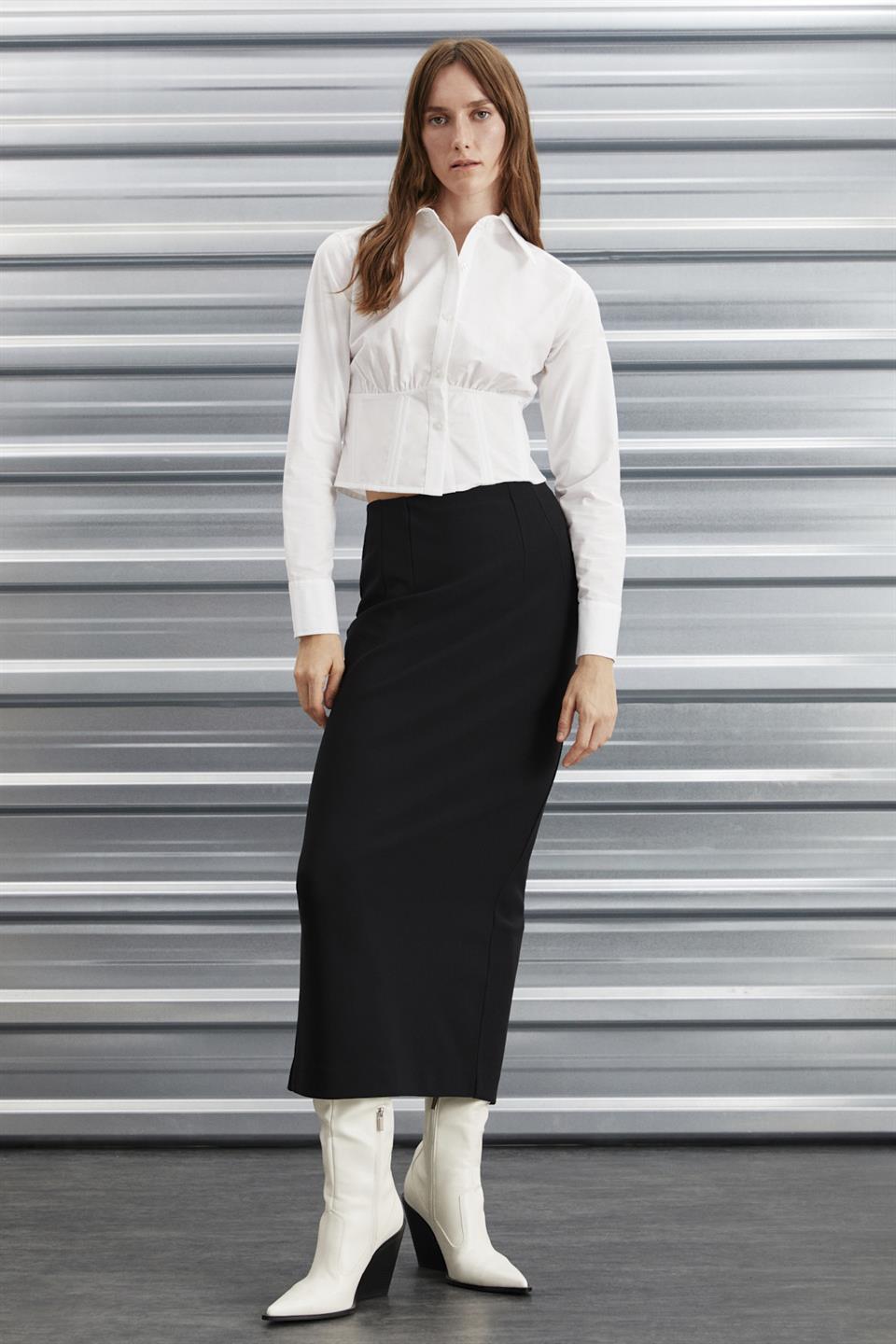 ROSETTA  Regular Siyah Tekli Etek