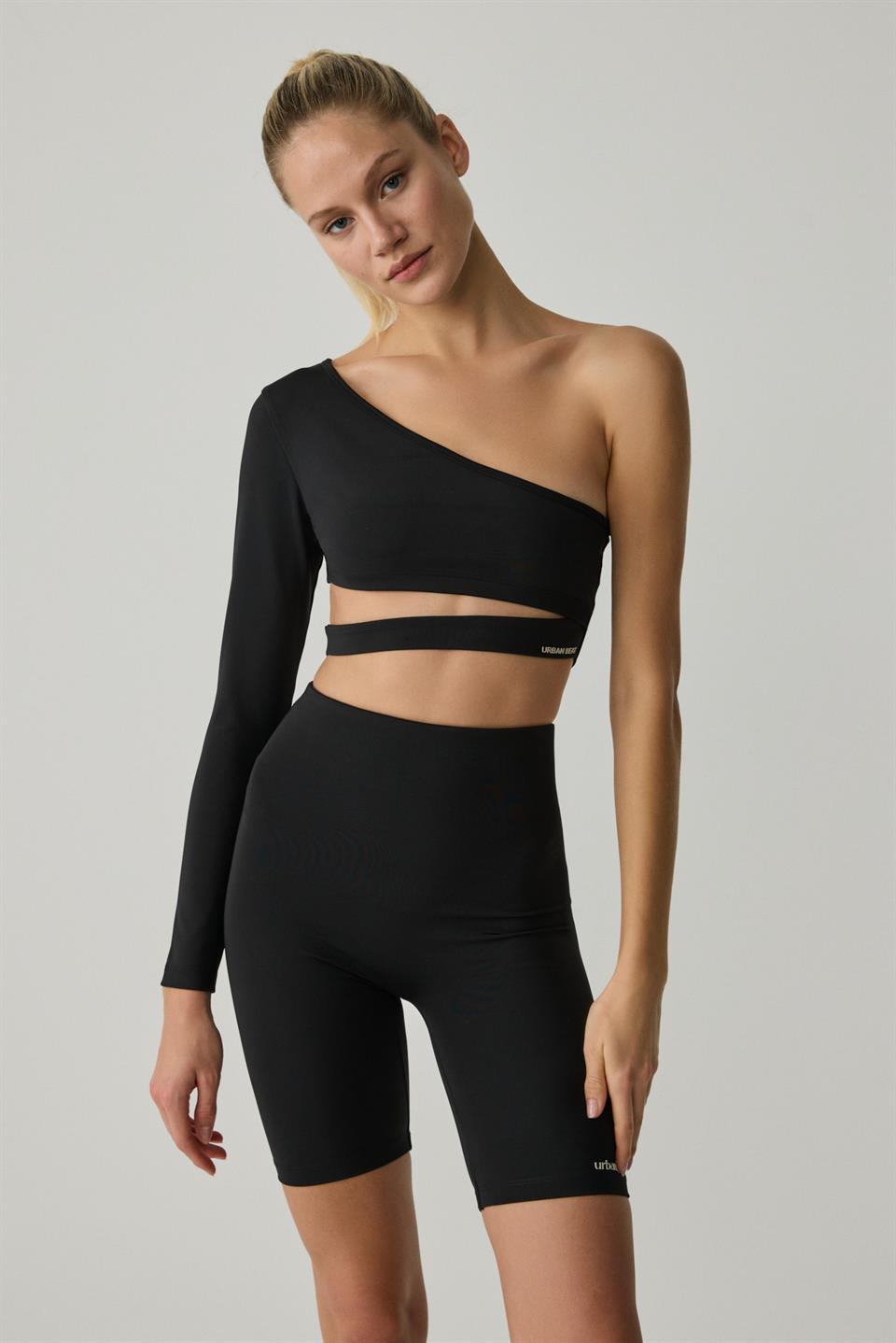 SILVANNA Kadın Midi Dar Paça Sportswear Bisikletçi Siyah Tayt