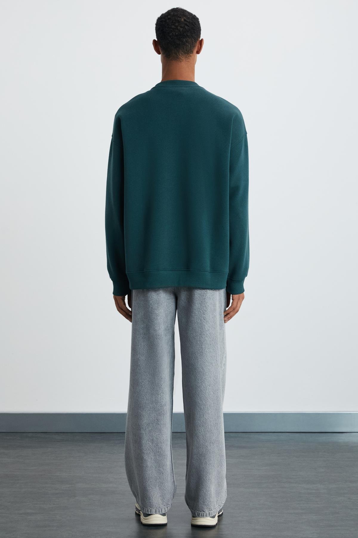 HAT Erkek Yumu ac k Ye il Sweatshirt