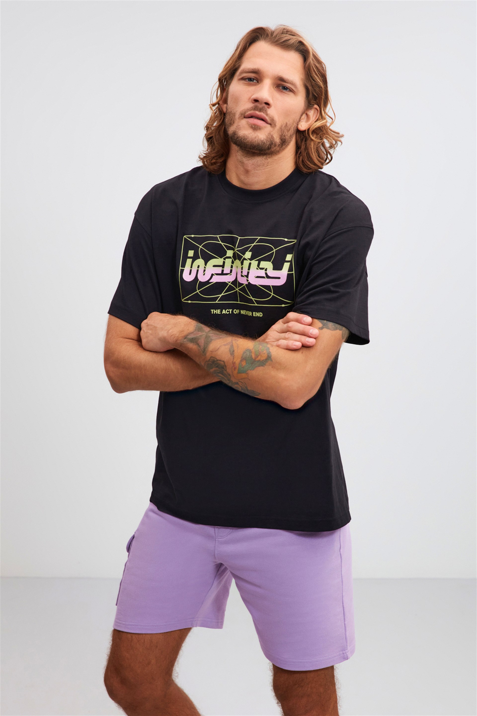 İNFİNİTY Relaxed Oversize Siyah T-Shirt | Grimelange