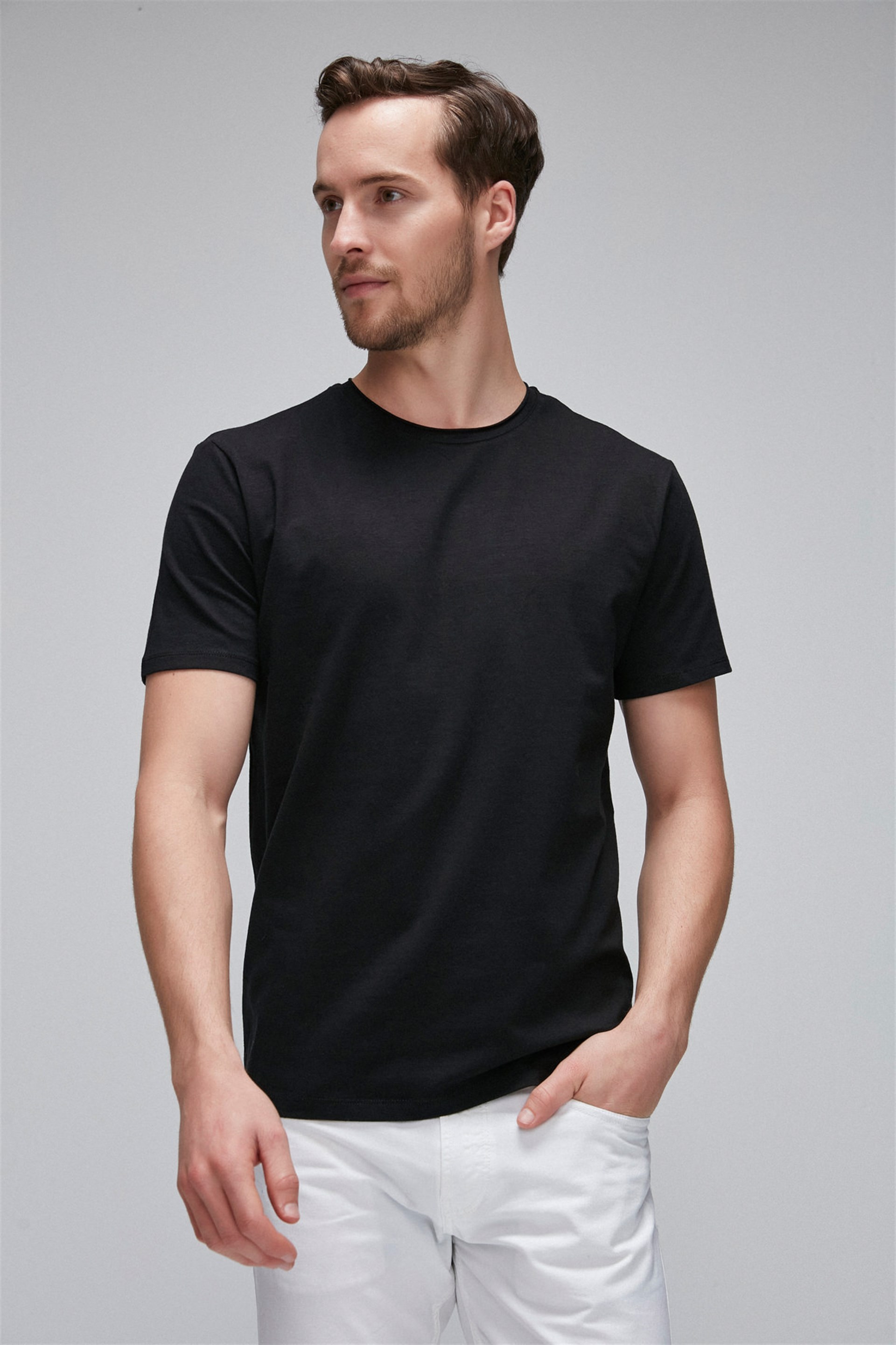 JACE Örme Slim Fit Siyah T-Shirt | Grimelange