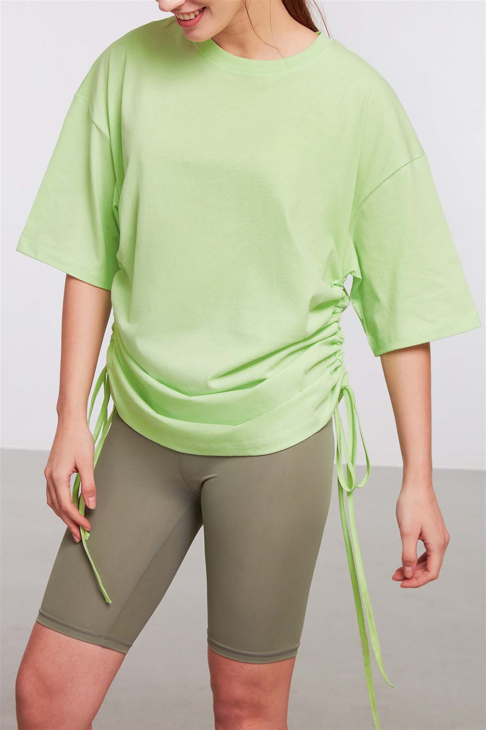 PIECE Örme Oversize Açık Yeşil T-Shirt | Grimelange