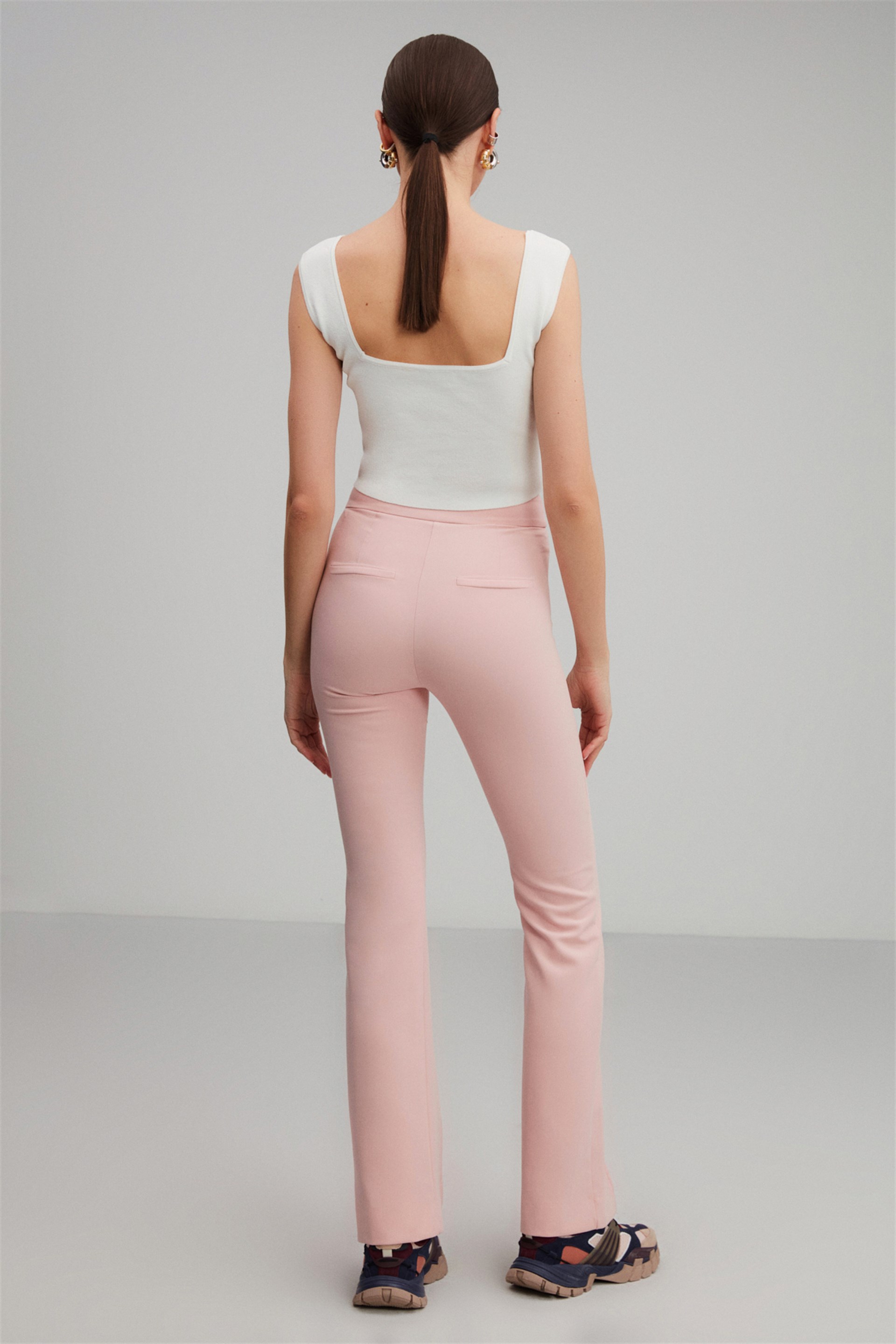 RUBY Dokuma Slim Fit Pembe Pantolon | Grimelange