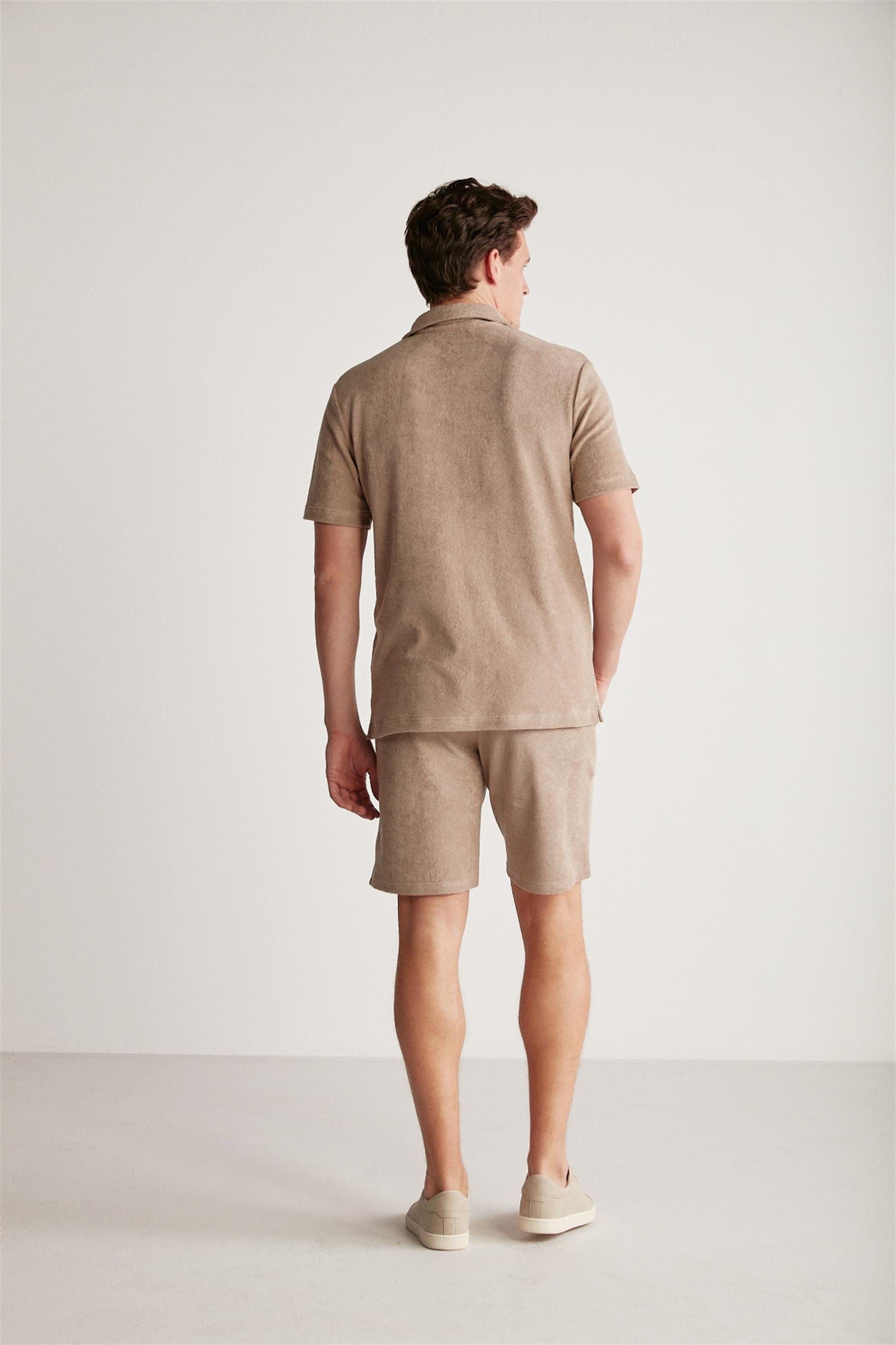 TODD Havlu Relaxed Ac k Kahverengi Karamel Polo Yaka T shirt