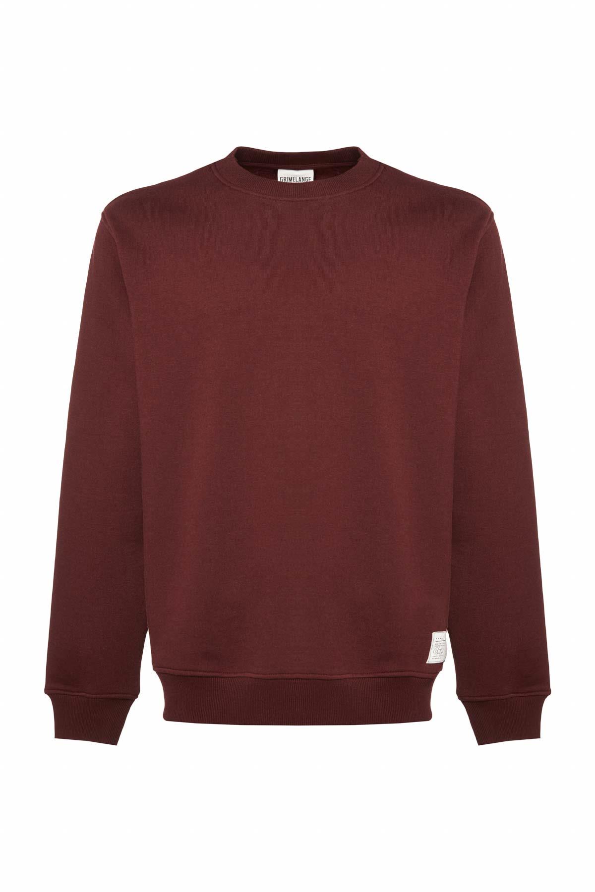 TRAVIS Erkek Yumuşacık Kumaşlı Regular Fit Yuvarlak Yakalı Bordo Sweatshirt