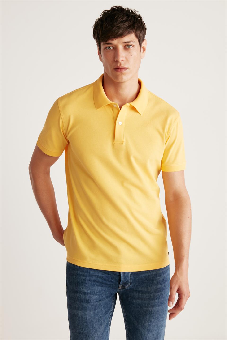 CHRIS Regular Sarı Tekli Polo Yaka T-shirt