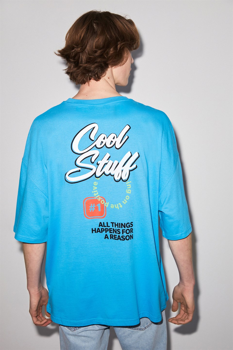 Stuff Örme Oversize Mavi T-Shirt | Grimelange