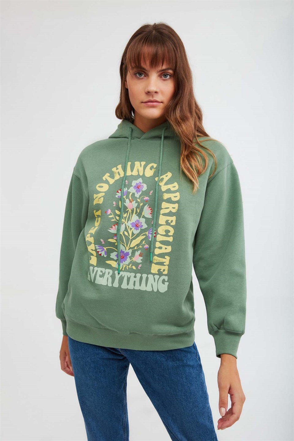 VIVA Örme Comfort Fit Yeşil Sweatshirt | Grimelange