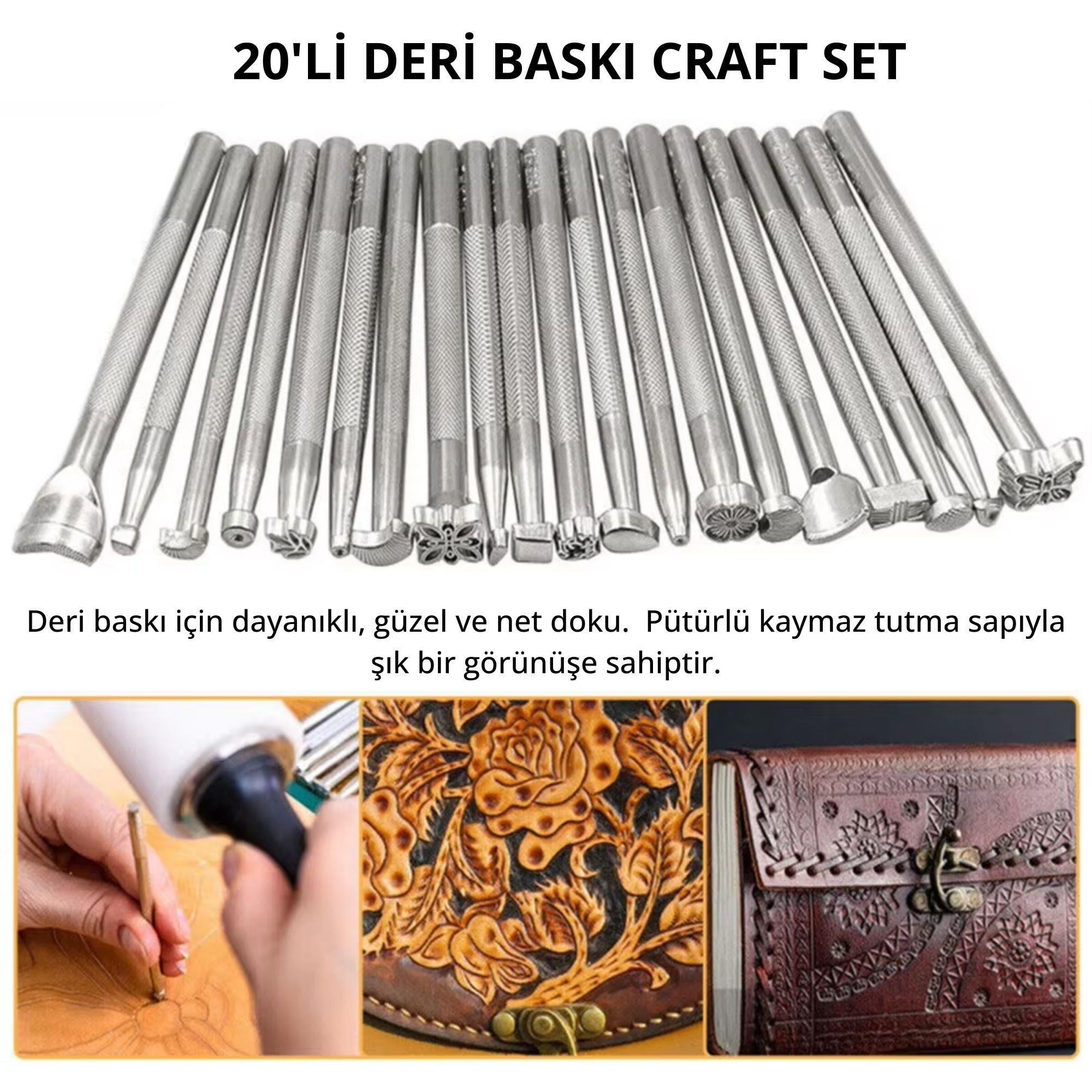 20li Çelik Craft Set, Deri Hobi El Aleti