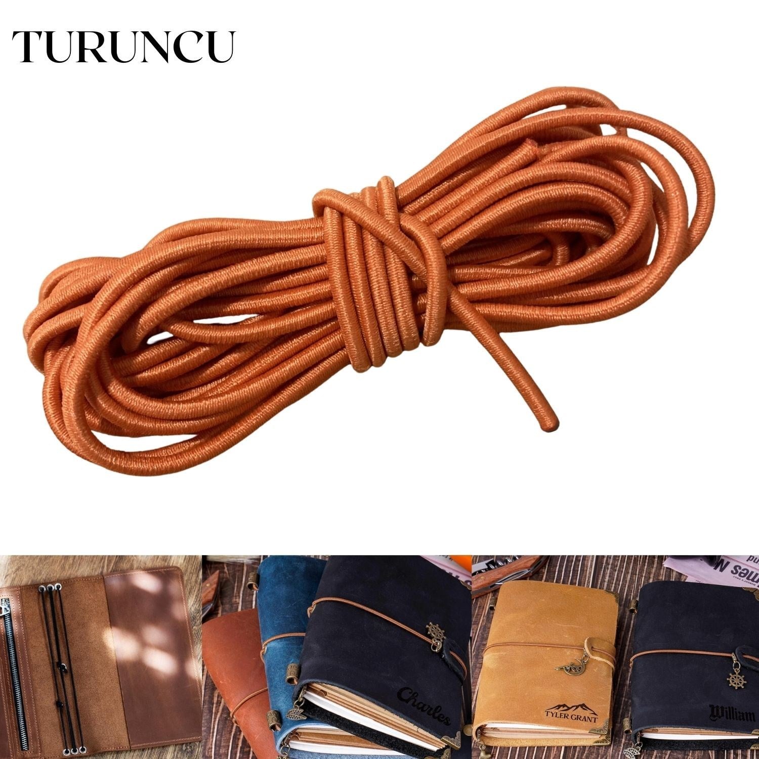 3 mm Yuvarlak Lastik İp 2 metre, Defter Ajanda Kılıfı Sabitleme