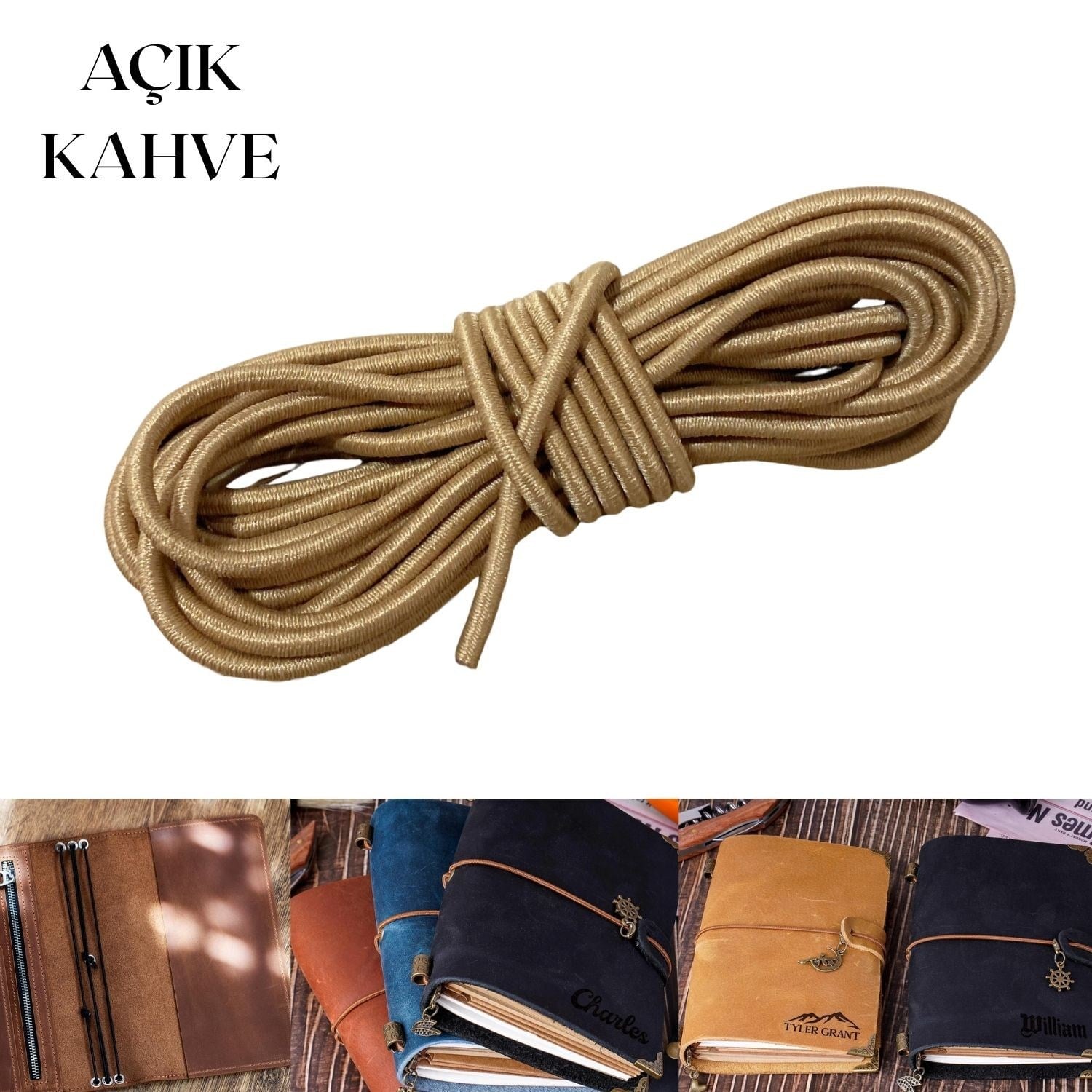 3 mm Yuvarlak Lastik İp 2 metre, Defter Ajanda Kılıfı Sabitleme
