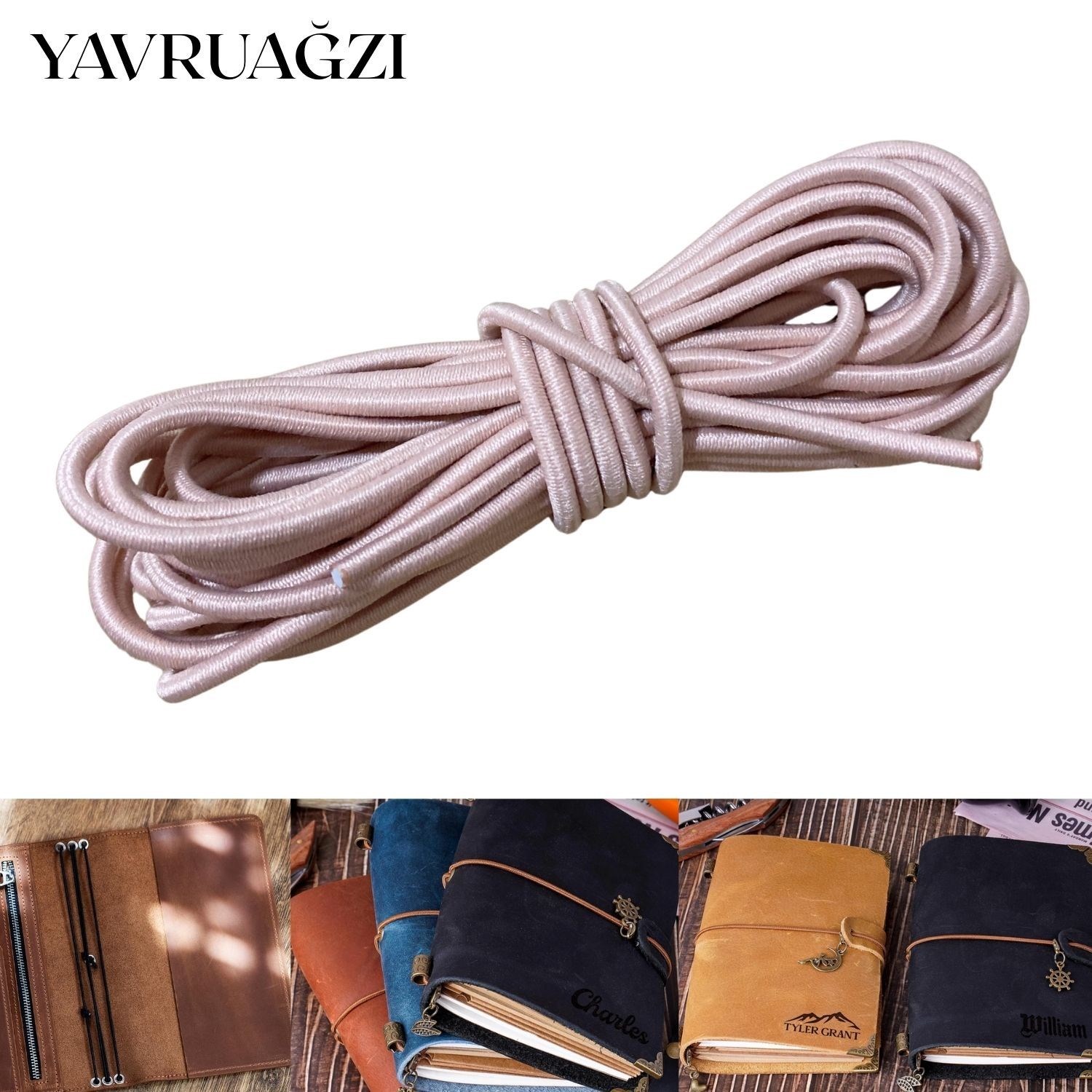 3 mm Yuvarlak Lastik İp 2 metre, Defter Ajanda Kılıfı Sabitleme