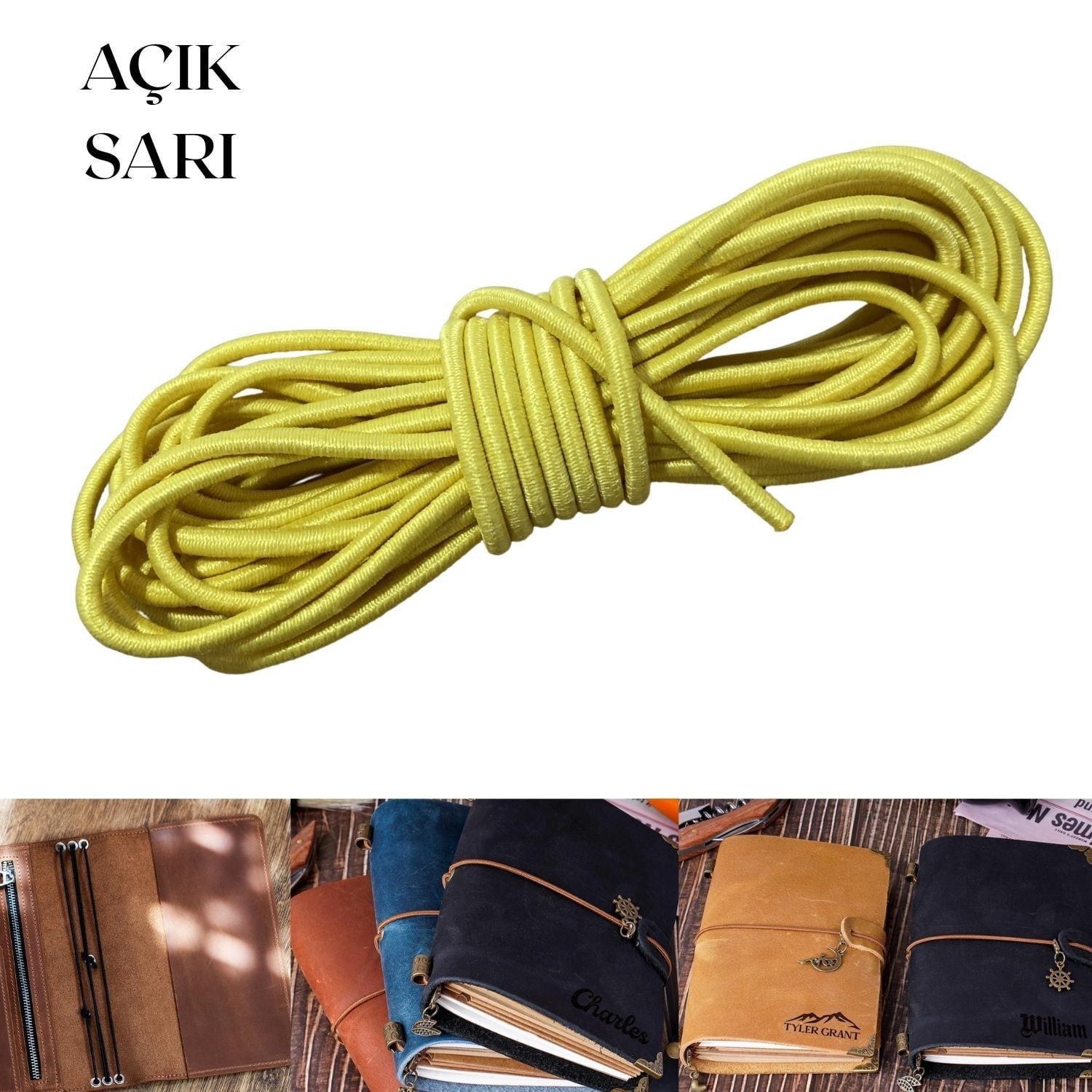 3 mm Yuvarlak Lastik İp 2 metre, Defter Ajanda Kılıfı Sabitleme