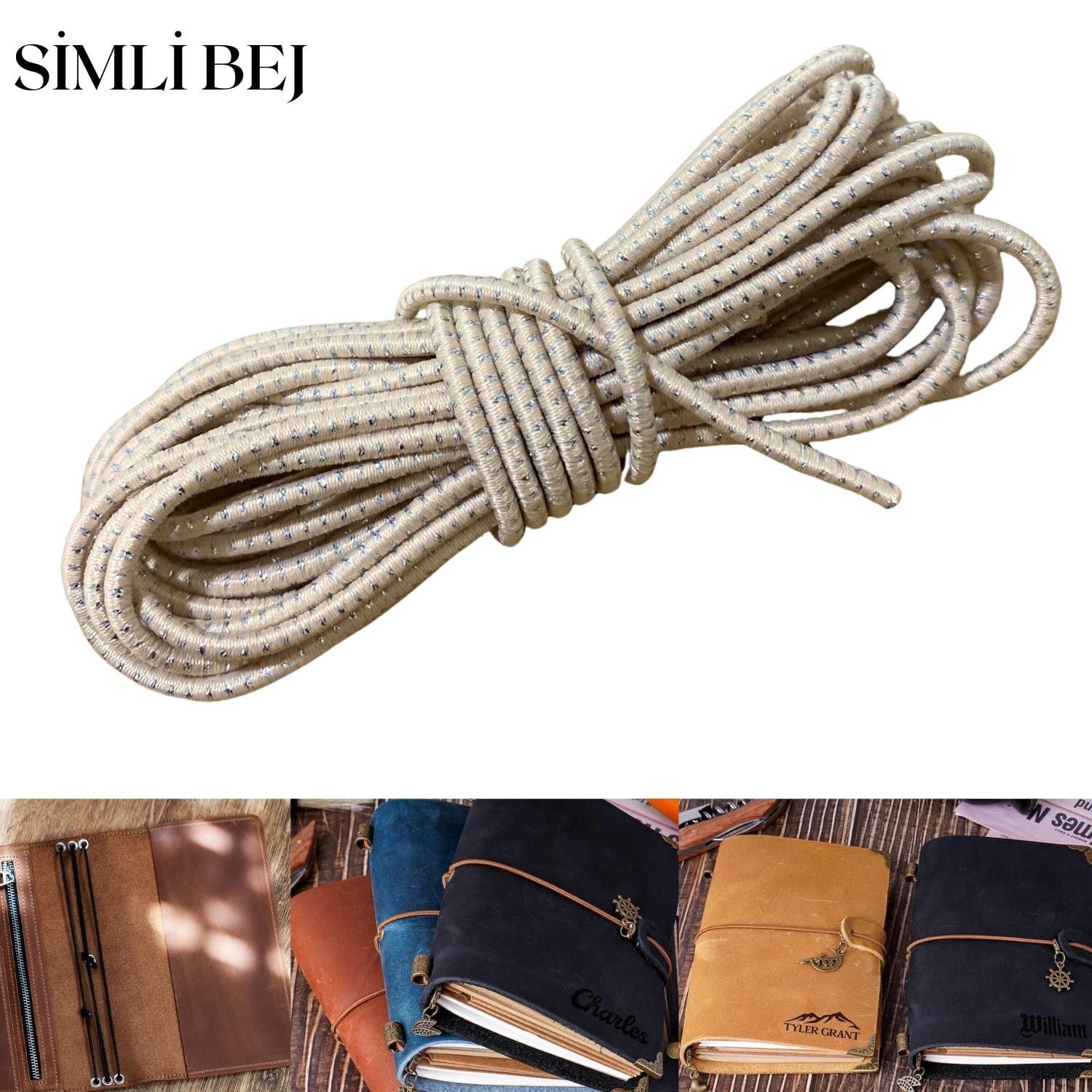 3 mm Yuvarlak Lastik İp 2 metre, Defter Ajanda Kılıfı Sabitleme