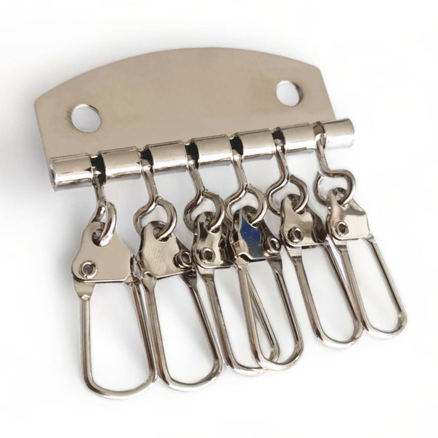 6 Kancalı Metal Anahtarlık Tokası, Diy Kendin Yap Anahtarlık Aksesuarı, Nikel, 1 Adet