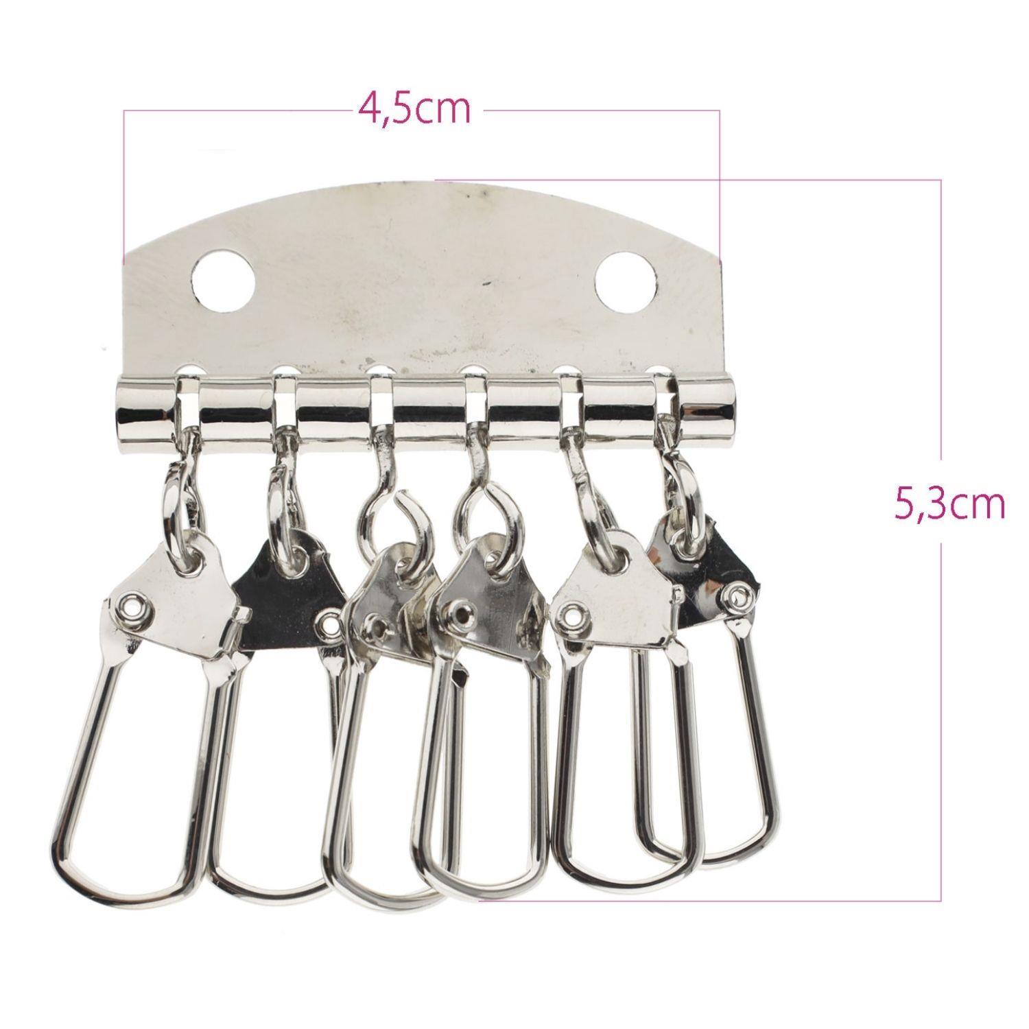 6 Kancalı Metal Anahtarlık Tokası, Diy Kendin Yap Anahtarlık Aksesuarı, Nikel, 1 Adet