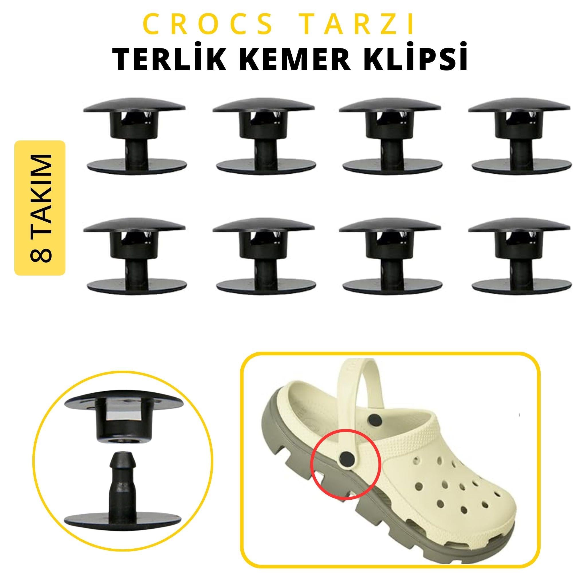 8li Crocs Tarzı Terlik Perçini, (2 Çift Terlik İçin) Dayanıklı Plastik Geçmeli Terlik Kemer Klipsi