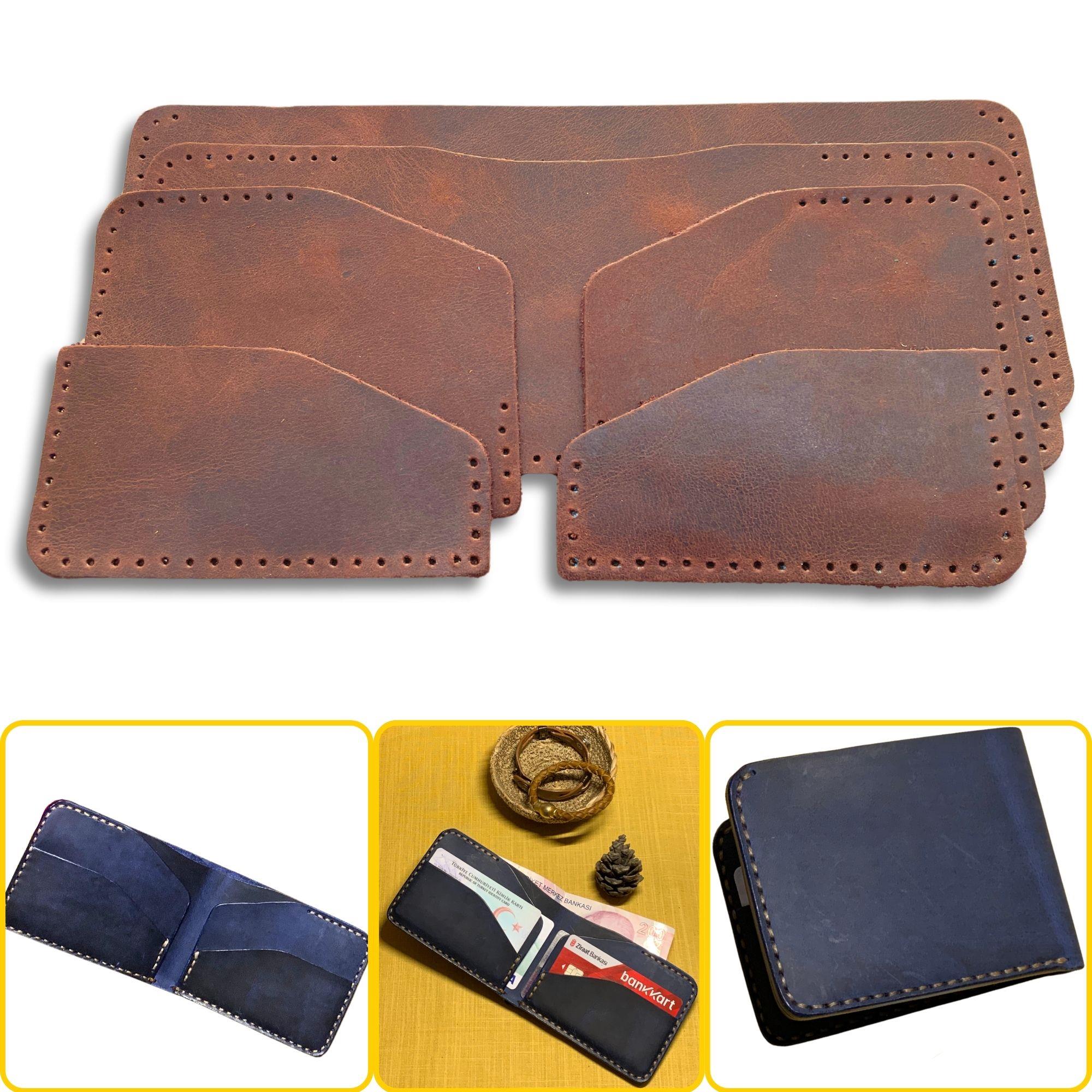Ahlat Yatay Hakiki Deri Cüzdan Kendin Yap Seti, Diy Parça Deri Hobi Kit