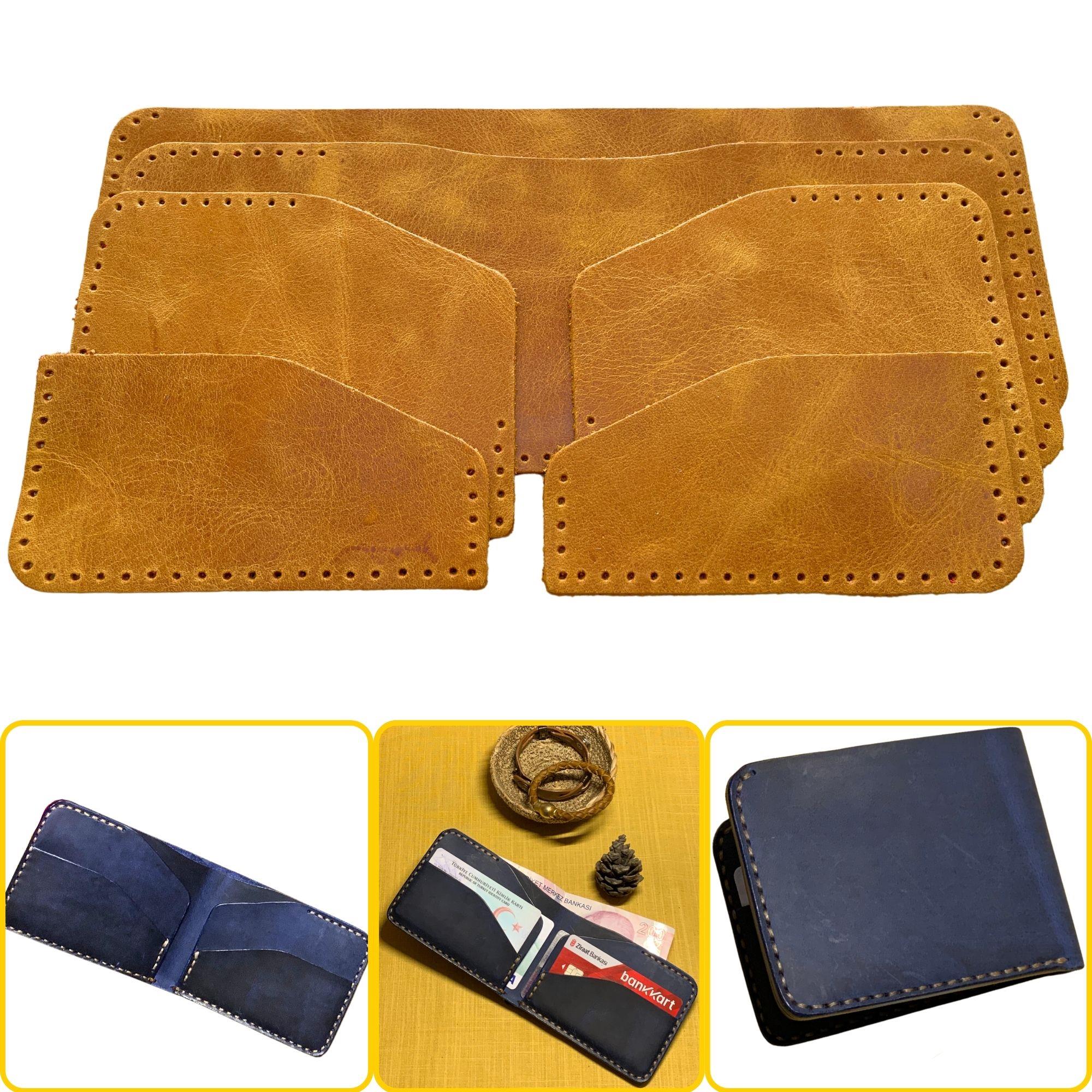 Ahlat Yatay Hakiki Deri Cüzdan Kendin Yap Seti, Diy Parça Deri Hobi Kit