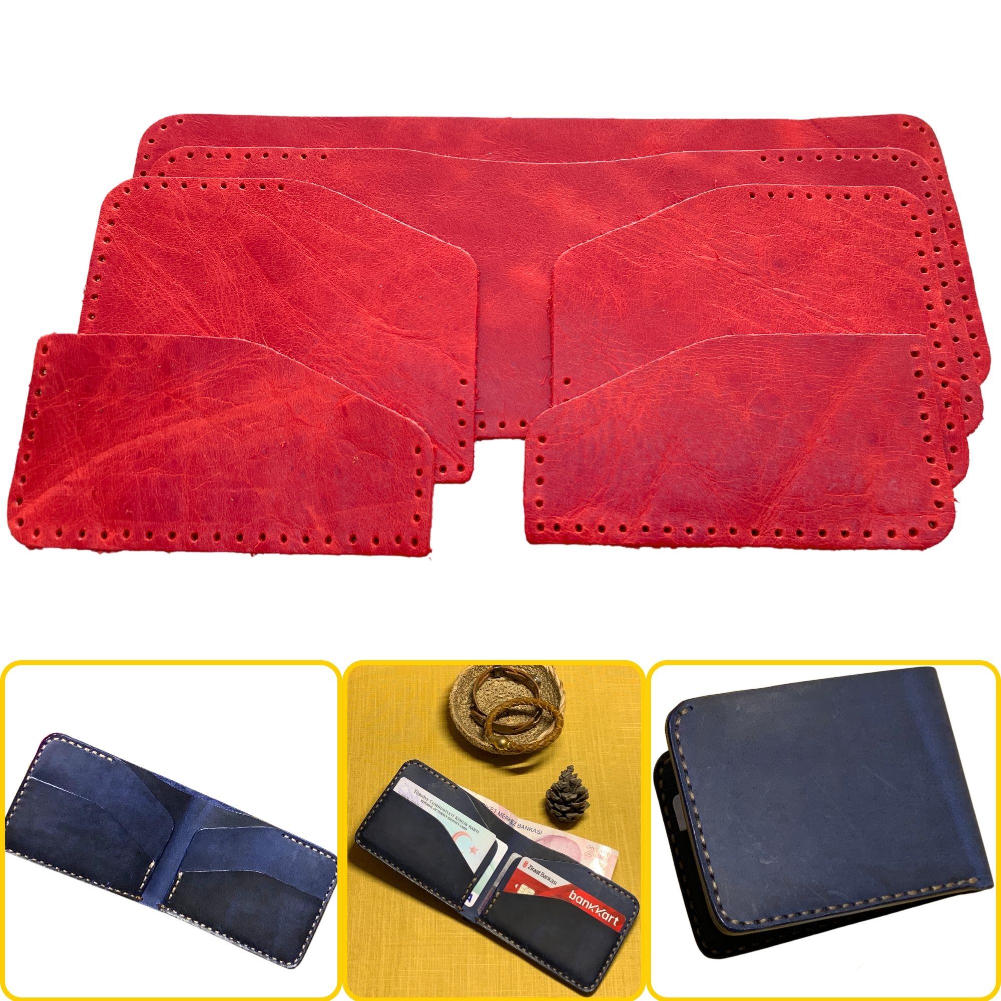 Ahlat Yatay Hakiki Deri Cüzdan Kendin Yap Seti, Diy Parça Deri Hobi Kit