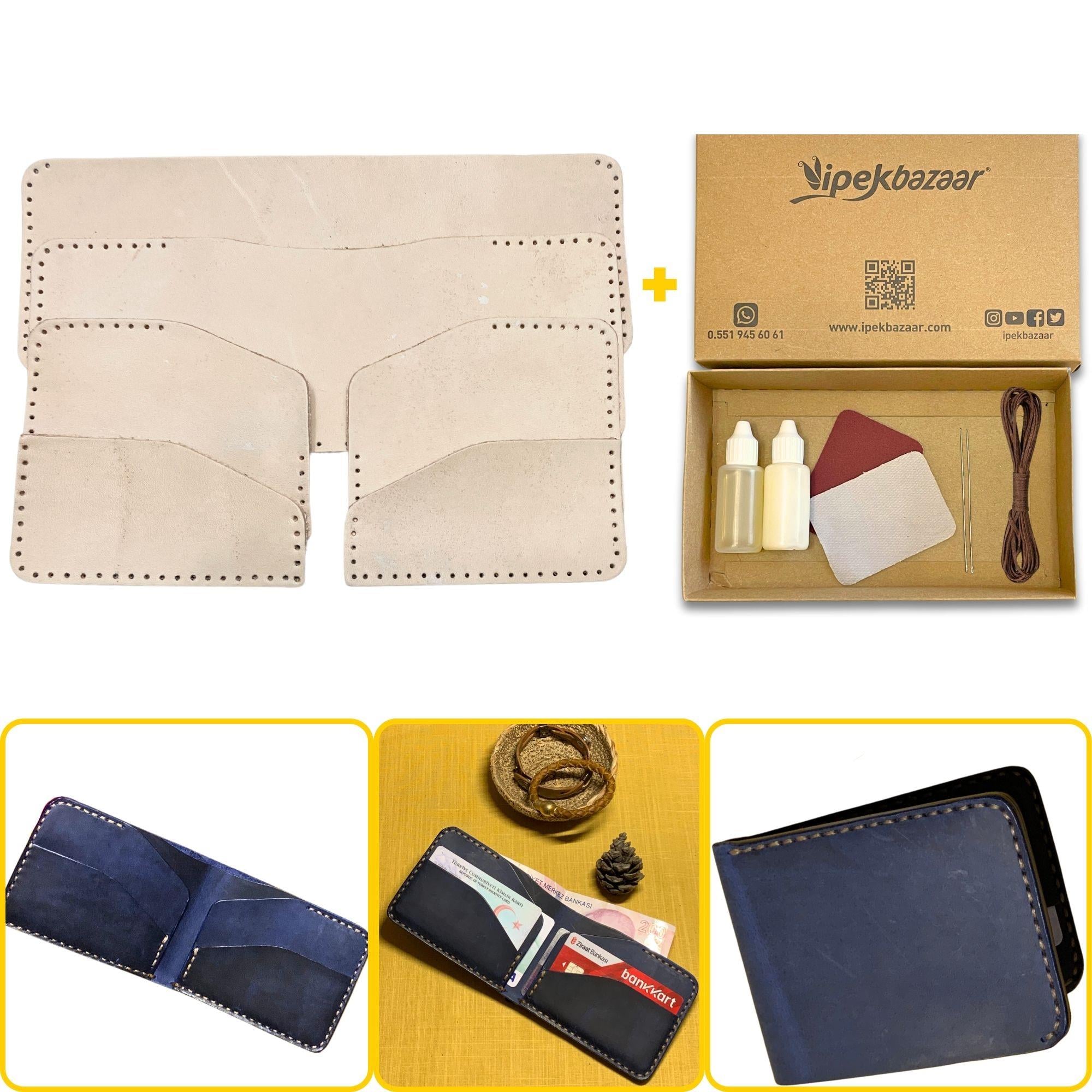 Ahlat Yatay Hakiki Deri Cüzdan Kendin Yap Seti, Diy Parça Deri Hobi Kit