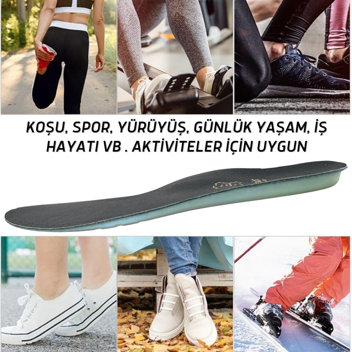 Comfort Deri Ayakkabı Tabanı, Ortopedik Ayakkabı Tabanlığı, Ark Takviyeli İçe Basma Tabanlık, Siyah 